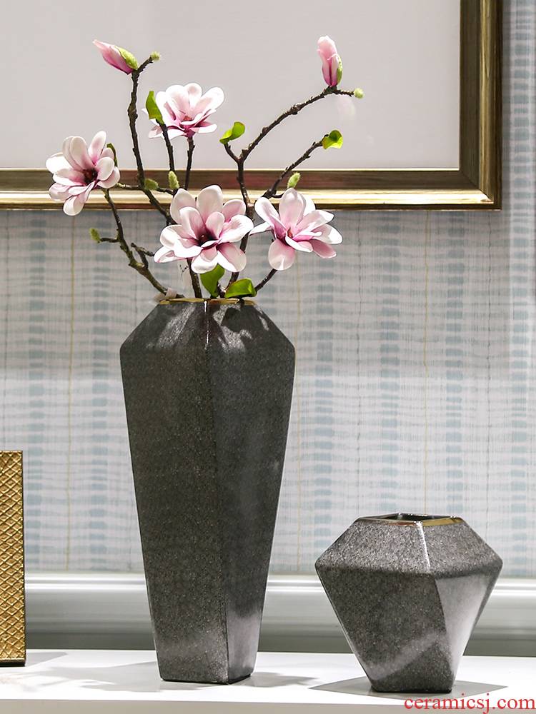 Modern Nordic dried flower vases, ceramic vase mesa simulation table sitting room tea table fake flower flower light key-2 luxury furnishing articles