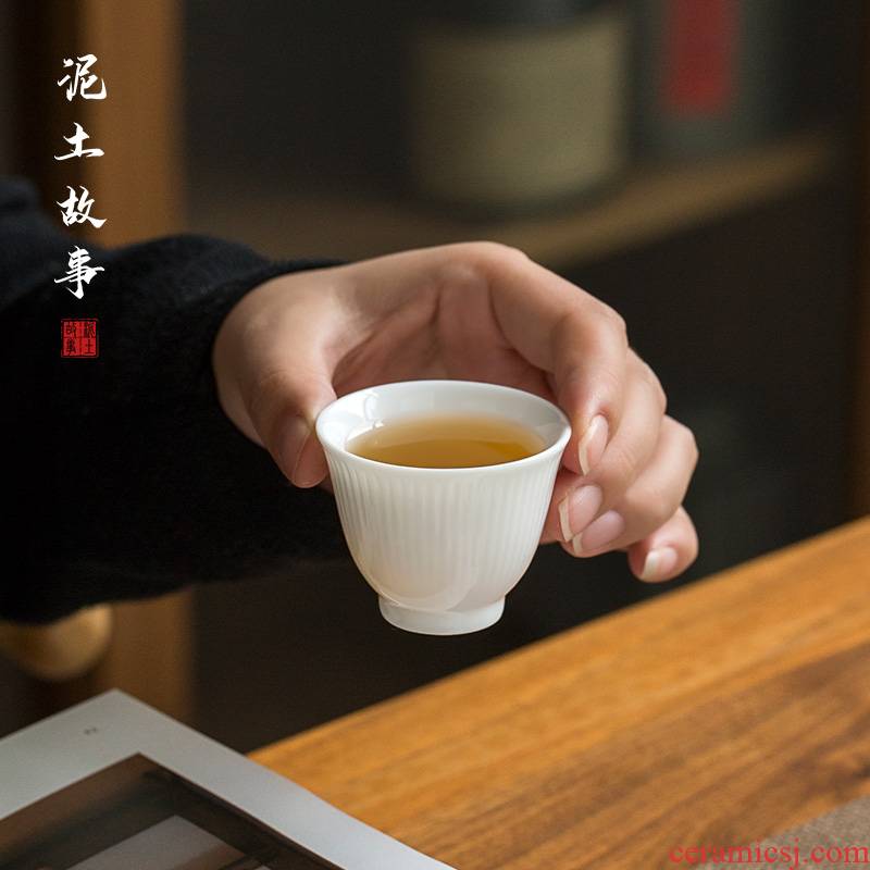 Earth story jingdezhen sweet white cup sample tea cup set kung fu tea cups thin foetus ceramic liquor cup by hand
