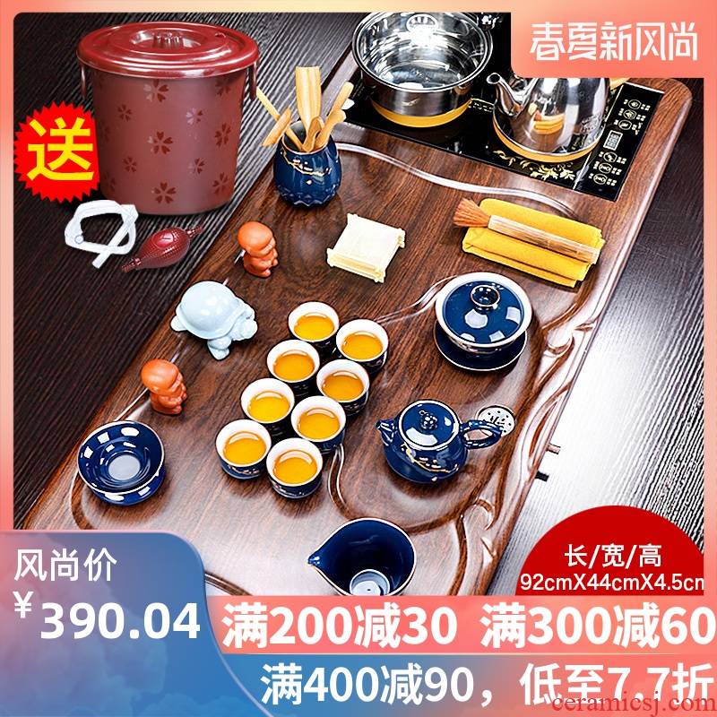 Ceramic kung fu tea set home sitting room office automatic kettle tea tray accessories cups
