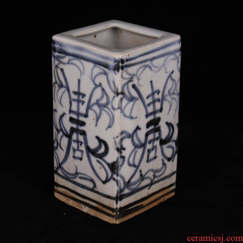 Archaize of jingdezhen blue and white porcelain square antique vase play an antique old items furnishing articles do old folk collection