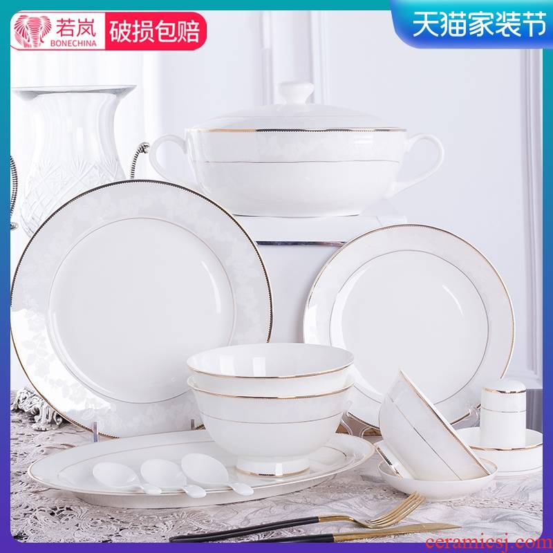 56 the head of household of Chinese style dishes tangshan ipads porcelain tableware suit dish suits for contracted to use 10 combination