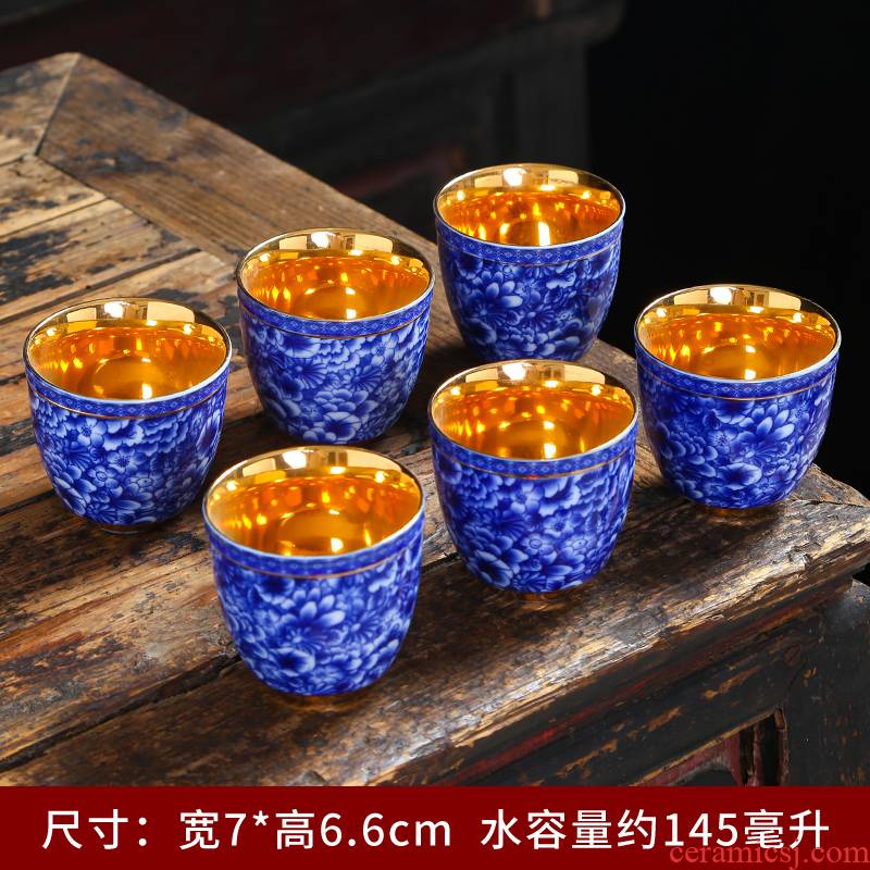 Blue and white porcelain teacup ji Blue ceramic kung fu tea tea cups single CPU master cup, suit the bowl sample tea cup