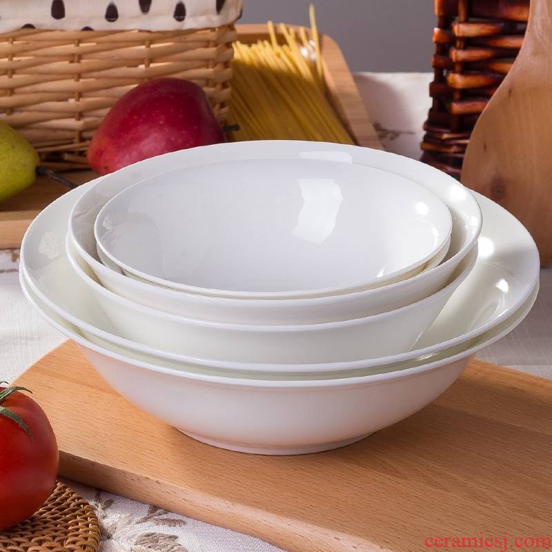 Jingdezhen pure white household use of ipads China tableware large soup bowl ceramic Chinese eat rainbow such 9 inch bowl bowl 6 to 7 inches