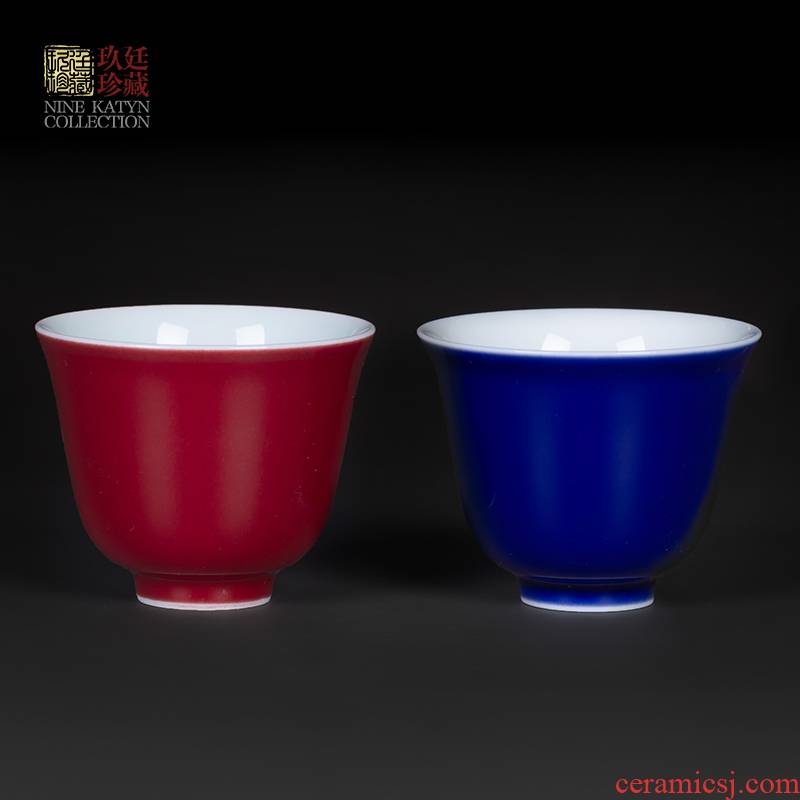 About Nine katyn all hand jingdezhen ceramic masters cup red blue glaze of kung fu tea set sample tea cup individual single CPU