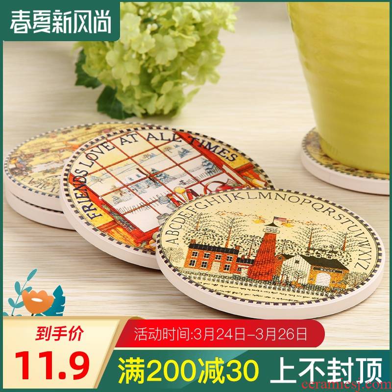 Kung fu tea cup mat saucer Japanese tea cup mat ceramic insulation pad creative lovely ceramic cup mat