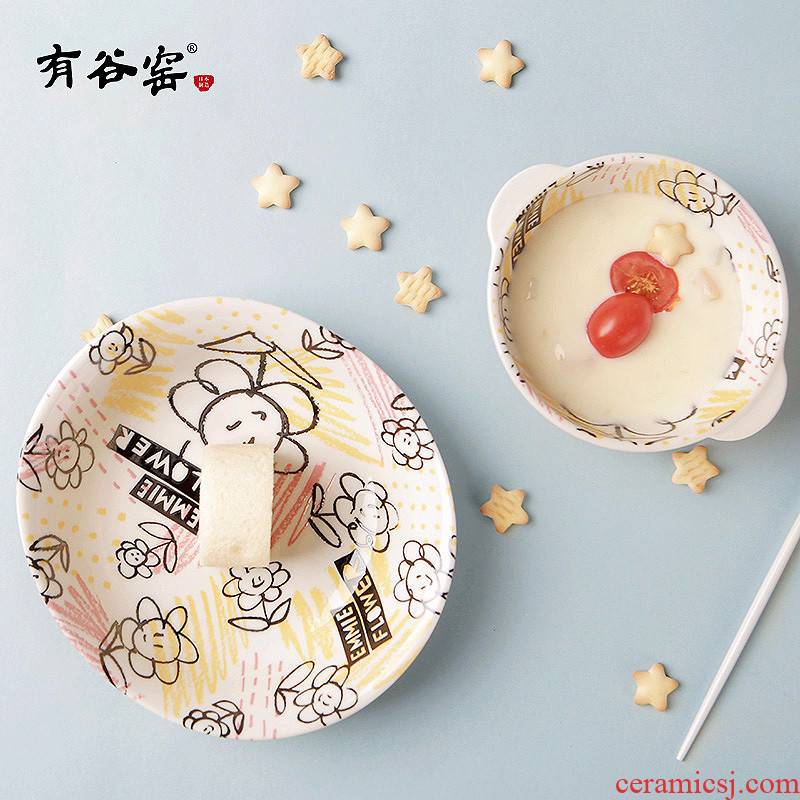 With Japanese cartoon children tableware ceramics valley up uniform price dishes soup plate deep dish plate