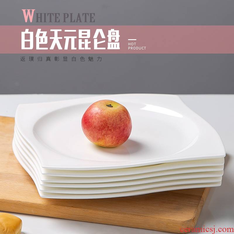 White dish European square steak dinner plate household dish plate of pasta dish 8 inches special - shaped ipads plate