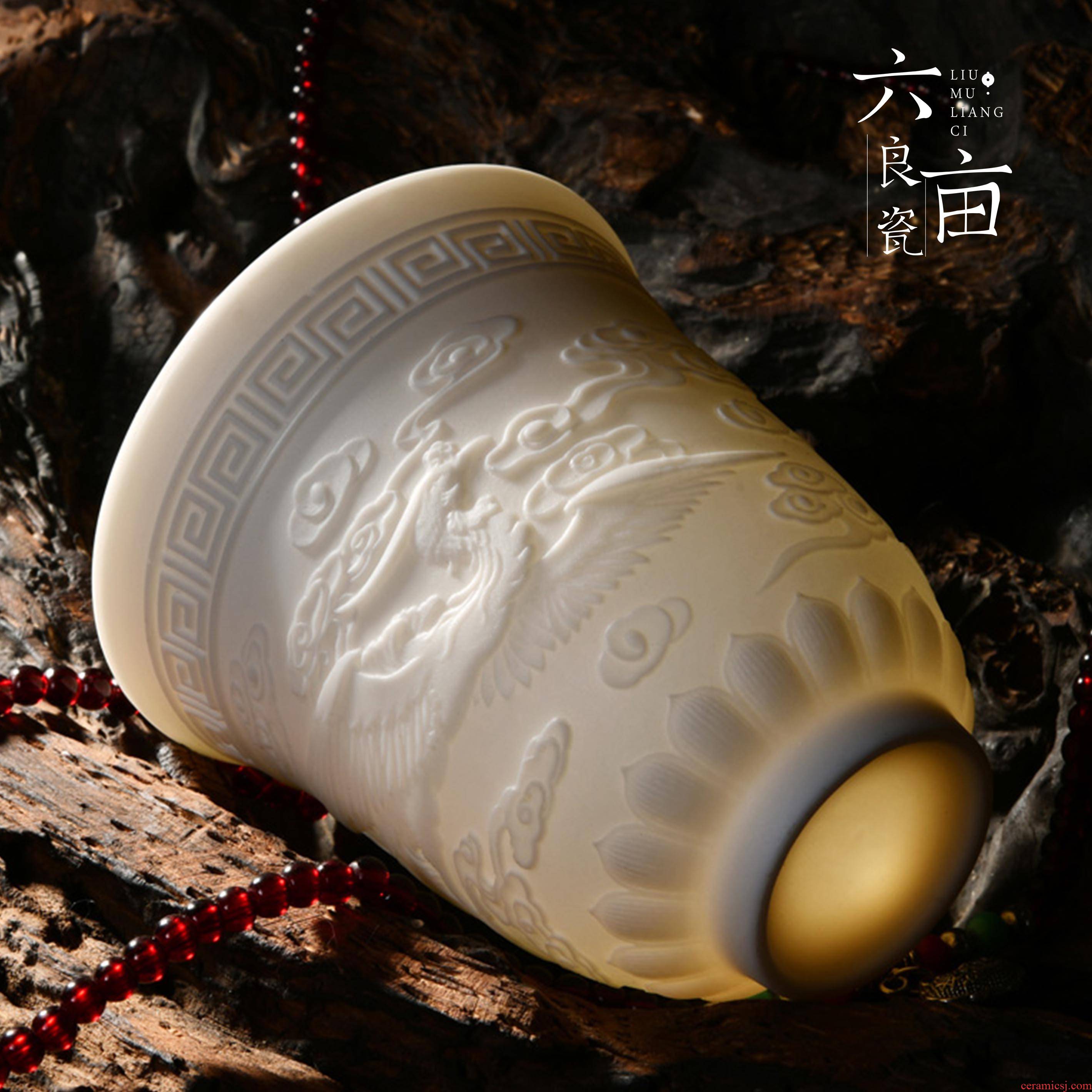 Dehua white porcelain sample tea cup personal master cup single CPU ceramic tea set pure manual large - sized kung fu tea cups