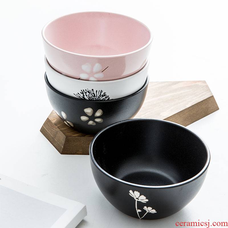 Youcci porcelain leisurely 5 inches Japanese ceramic bowl set 4 only combination of household ceramic bowl of rice bowl for dinner