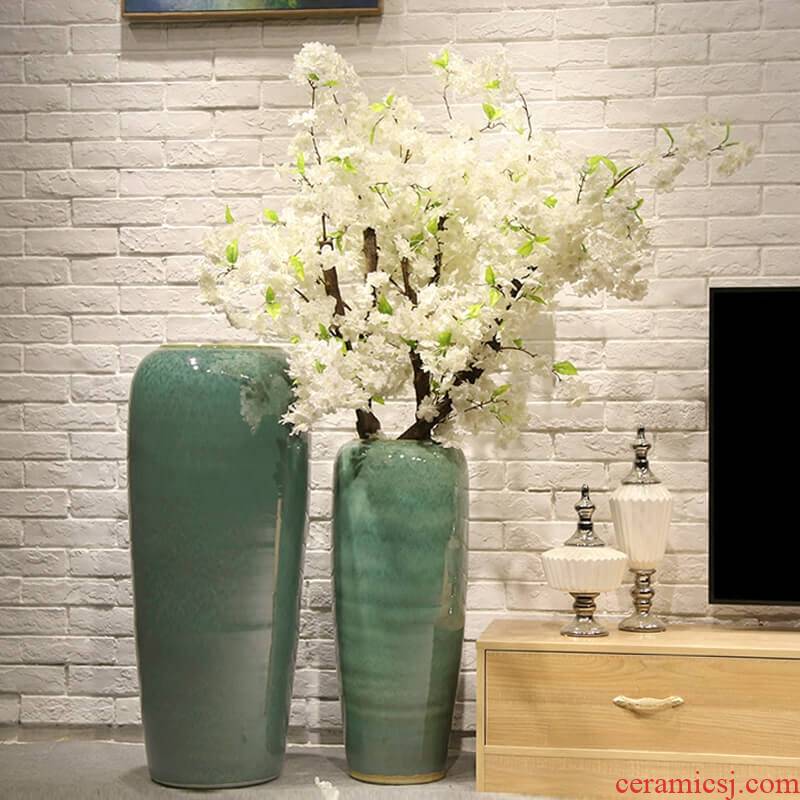 New Chinese style villa hotel landing big simulation flower decoration ceramic vase furnishing articles sitting room between example receptacle