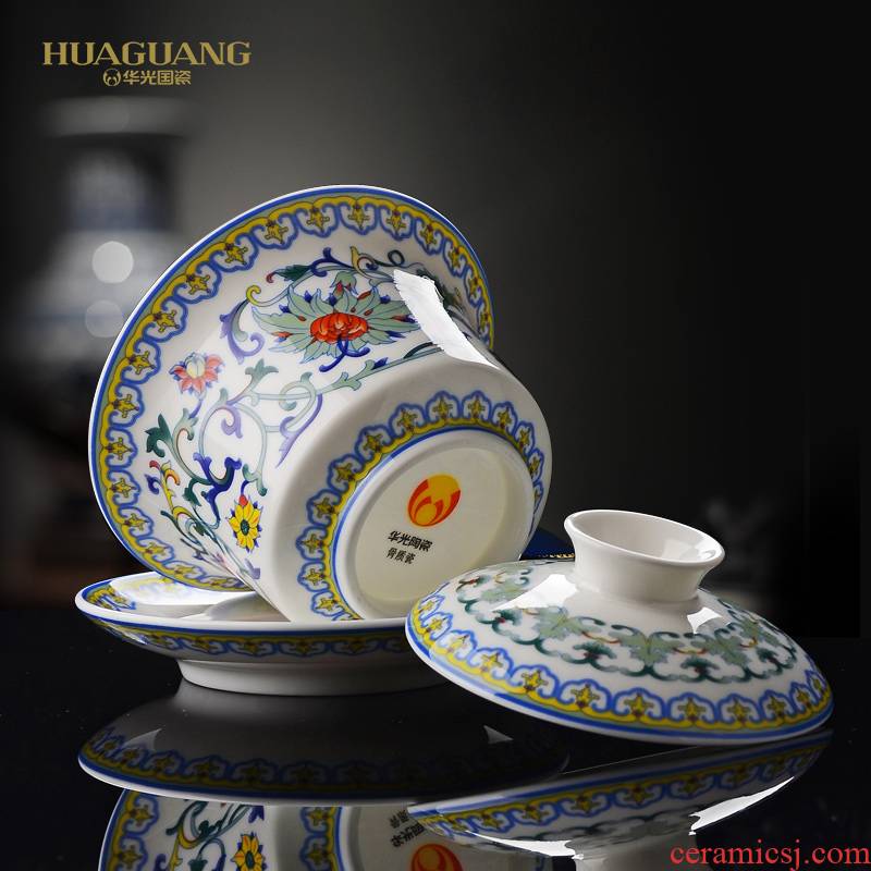 The individual household porcelain ceramic tureen tea cups of hua only three tureen tea set The color restoring ancient ways tenshi tureen