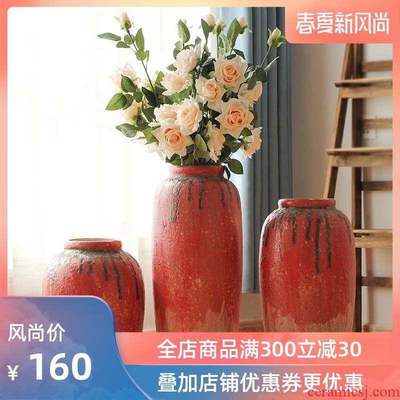 Jingdezhen coarse some ceramic jar jar flower implement ground vase earthenware do old archaize southeast Asia example room decoration