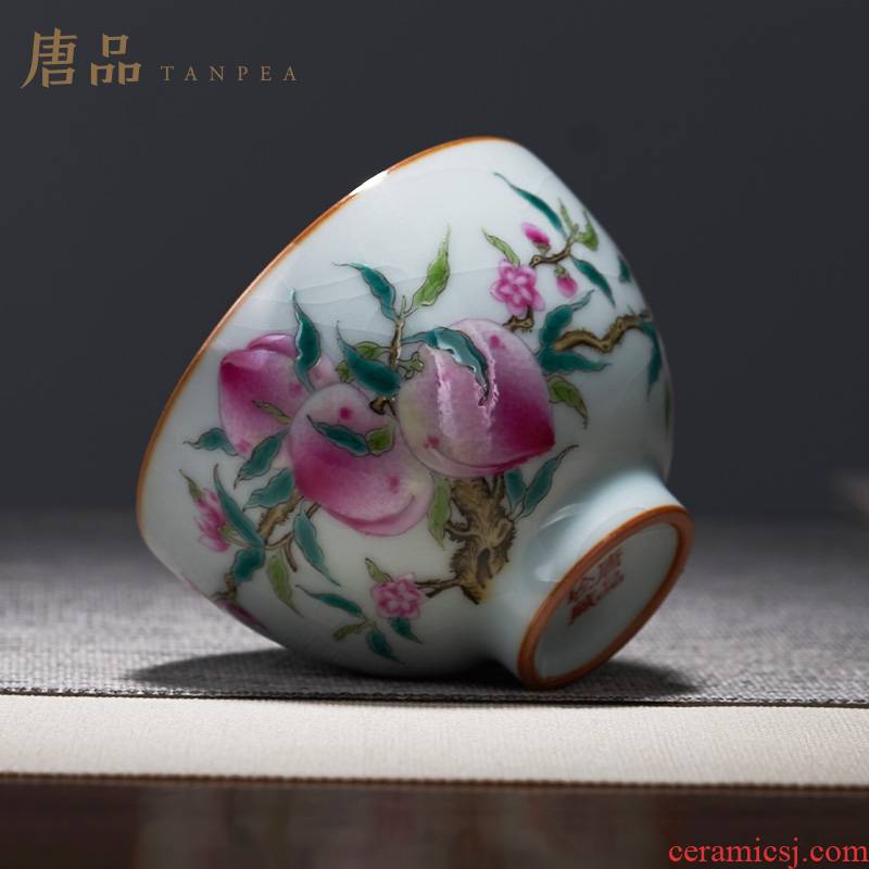 Tang Pin peach f your up enamel cup cup personal Lord jingdezhen all checking ceramic kung fu tea cup