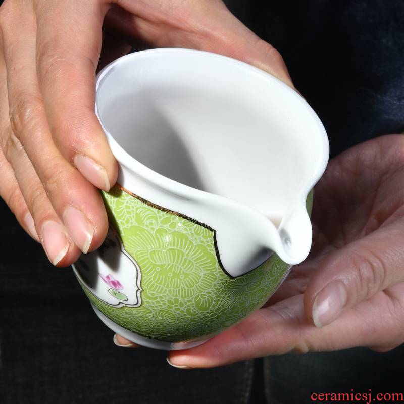Kung fu tea set archduke fair keller cup ceramic enamel Japanese household contracted points tea tea tea sea move