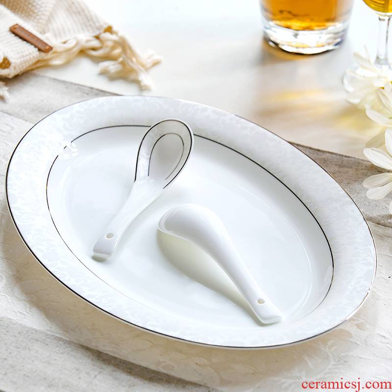 Sheng 's creative fish dish ceramic household size 12 inch rectangular plate of ipads China microwave tableware