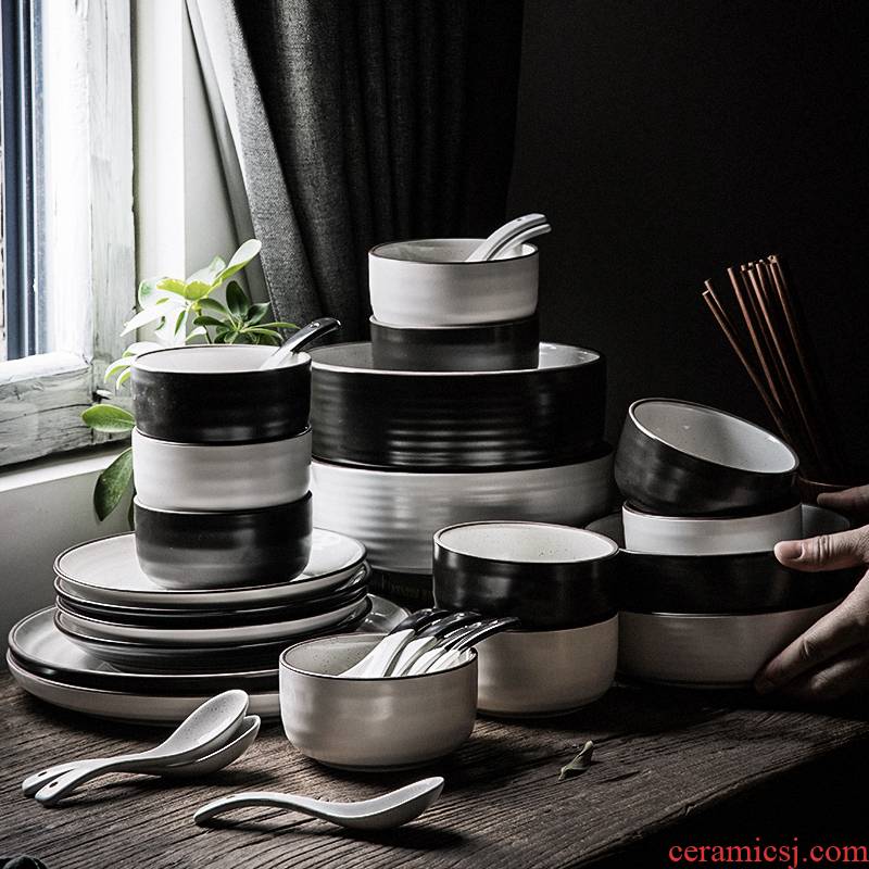 Creative TaoDian contracted Nordic ceramic dishes suit home dishes chopsticks ins web celebrity tableware suit Louis