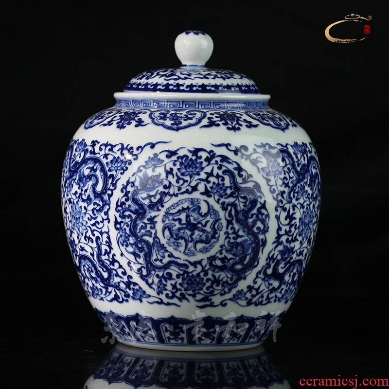 And auspicious caddy fixings jingdezhen checking porcelain storage POTS of household ceramics fu lu shou round canister