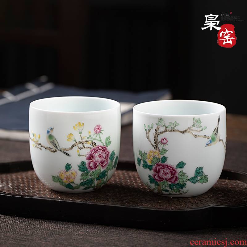 Jingdezhen manual hand - made Chinese kung fu tea powder enamel ceramic masters cup cup sample tea cup single CPU