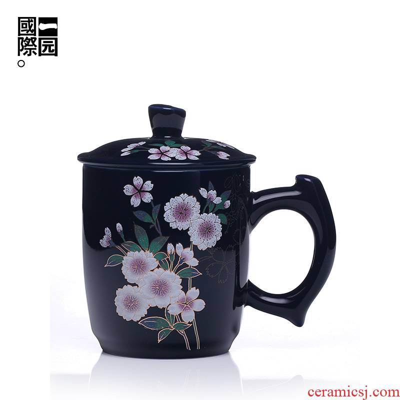 A garden international ceramic tea cup with cover household filter office tea cups separation of individual cup
