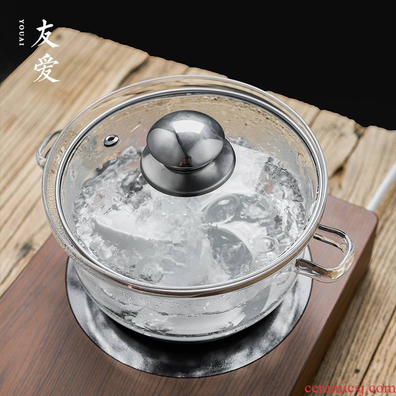 Love and flat glass bowl pot sterilization pot of tea for wash cup kung fu tea set electric TaoLu stainless steel fittings
