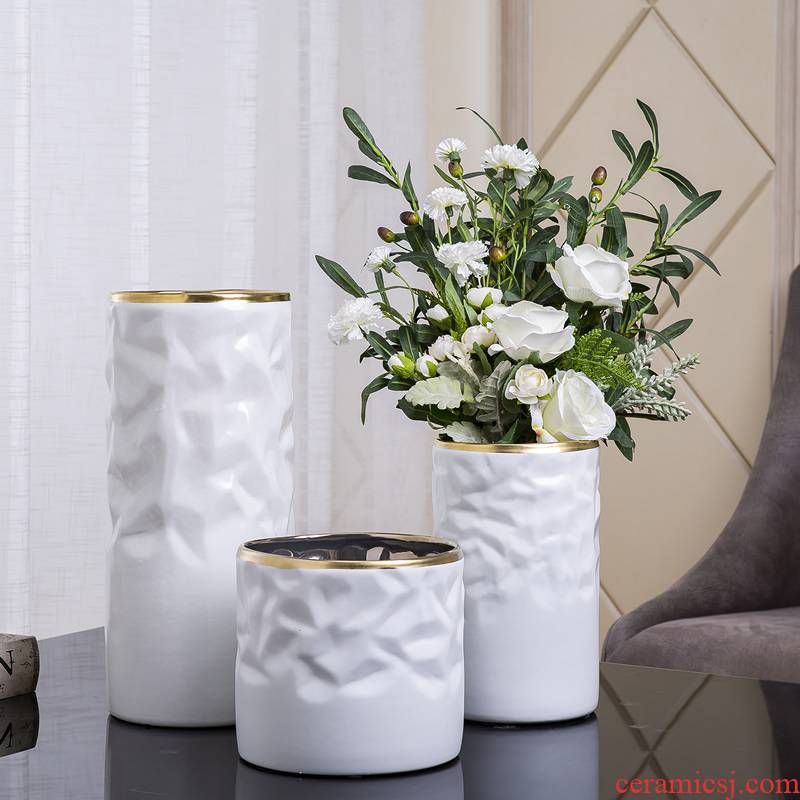 Nordic light and decoration ceramics of large diameter vase furnishing articles creative home sitting room new Chinese flower arranging dried flower adornment flowers