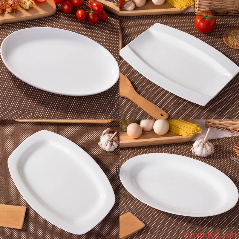 Irregular creative European - style move pure white ceramic household Japanese fish dish large ipads porcelain plate steamed fish dishes