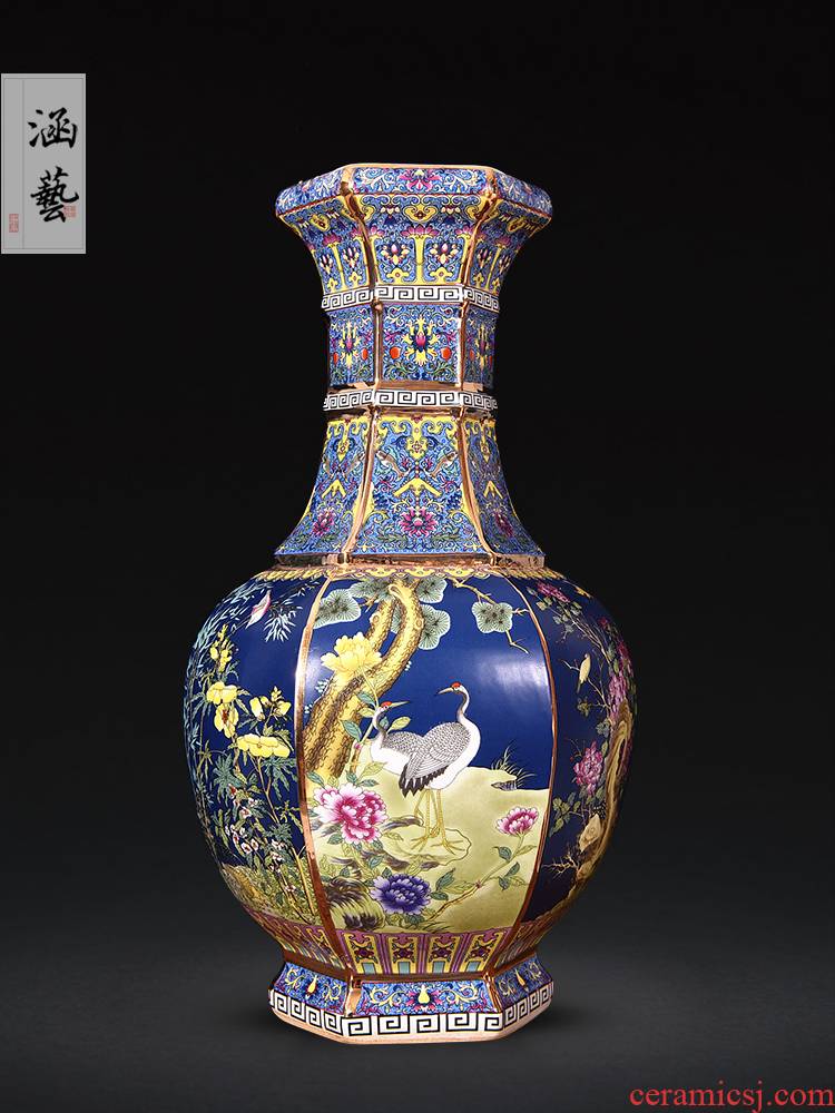 Qianlong vase enamel jingdezhen ceramics antique vase Chinese style classical sitting room adornment handicraft furnishing articles