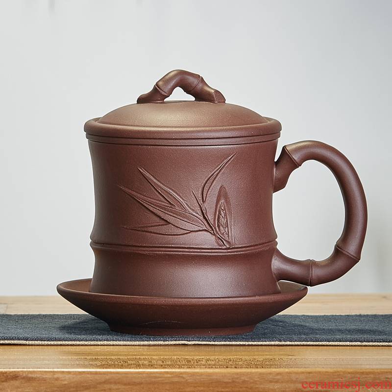 Statute of mud TaoGe purple sand cup cup of yixing ceramic tea set with cover cup run of mine ore manual office tea set