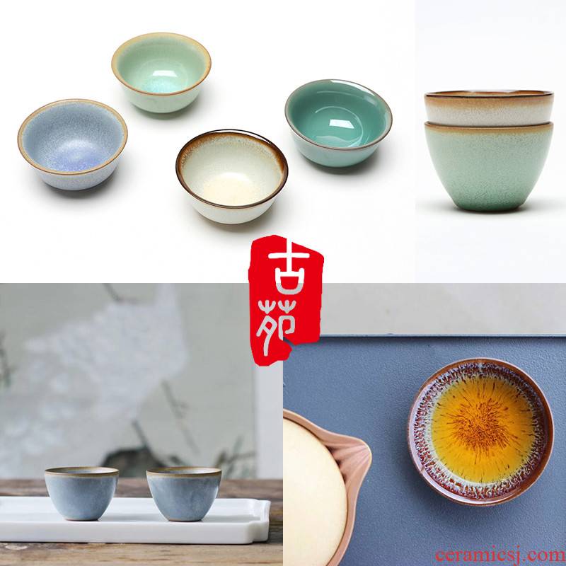 Ancient garden ceramics up with violet arenaceous coarse pottery kung fu tea set a Japanese - style variable small cups master cup single cup sample tea cup