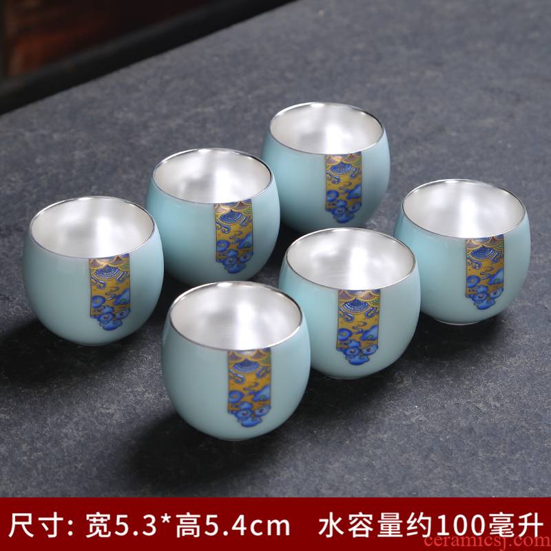 Celadon single cup tea lotus kung fu tea cups of a complete set of blue and white porcelain ceramic teapot sample tea cup with parts