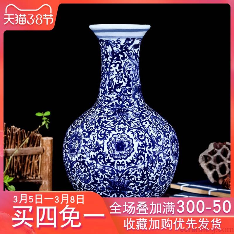 Vase furnishing articles of jingdezhen blue and white porcelain ceramic sitting room other Chinese style decoration flower arranging porcelain flowers, ancient porcelain