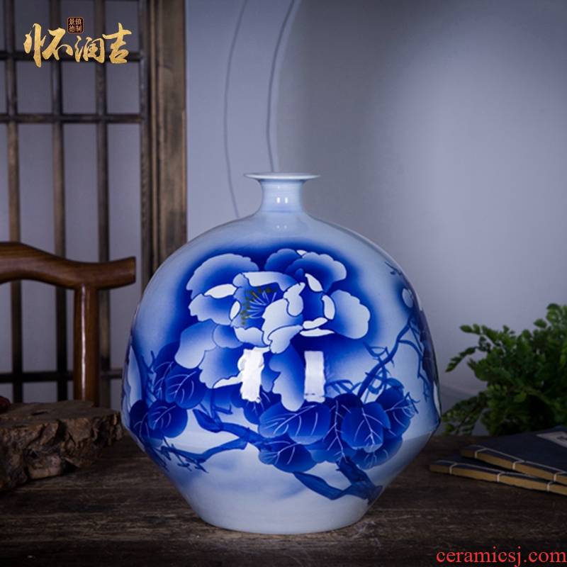 Jingdezhen ceramics name ng mun - hon hand made blue and white porcelain vase peony decorated handicraft furnishing articles