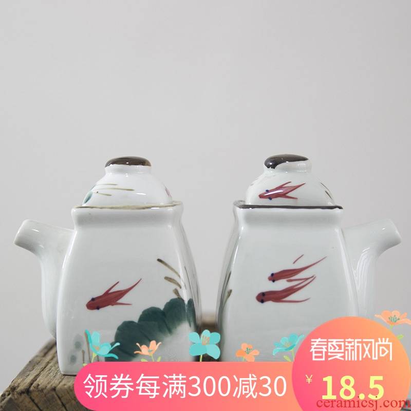 Four seasons and ink jiangnan glaze color under Japanese ceramics tableware condiment bottles of caster capped vinegar bottle oil bottle