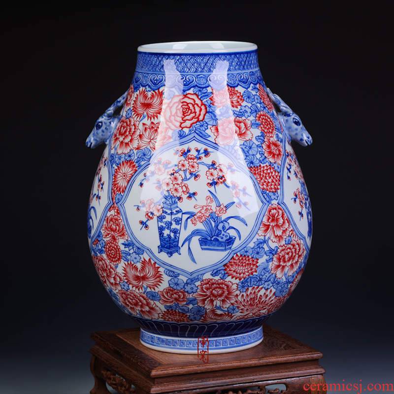 Antique hand - made youligong f barrels of blue and white porcelain vase statute of jingdezhen ceramics furnishing articles home decoration