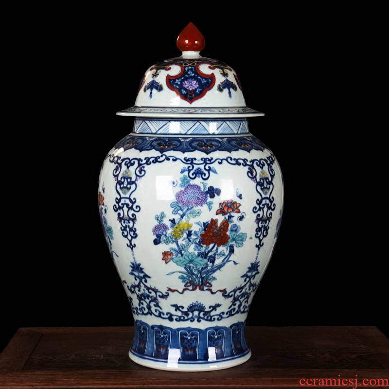 Jingdezhen ceramics general high - end antique hand - made porcelain vase home decoration craft furnishing articles in the living room