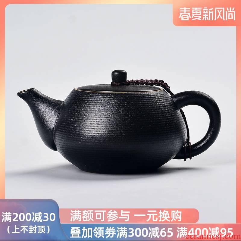 Black pottery ceramic teapot kung fu tea teapot coarse filter side to prevent hot Black zen TaoPuEr single pot of tea