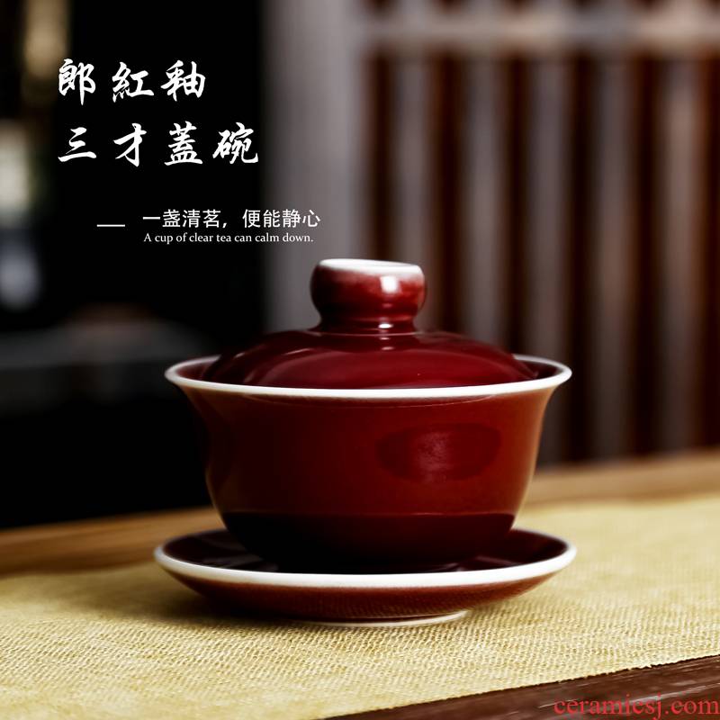 Bowl is ruby red glaze three tureen ceramic tea set all hand only kung fu tea tea tureen master cup by hand