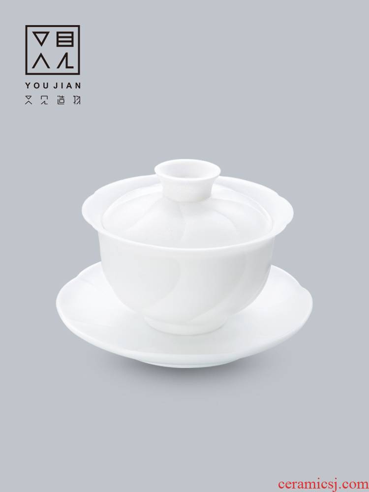 And creation of ceramic tureen dehua creative manual three to make tea tureen kung fu tea set white porcelain large bowl