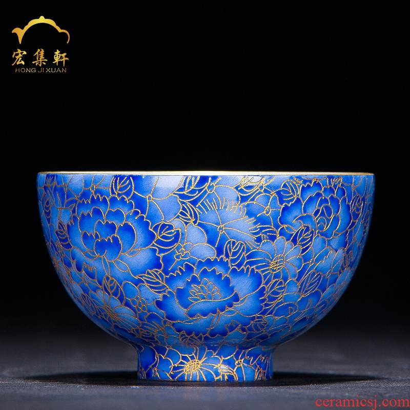 Kung fu tea bowl cups of jingdezhen ceramic tea set master cup sample tea cup wire inlay enamel fullness