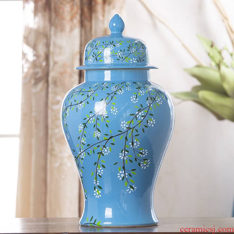 Jingdezhen ceramic vase furnishing articles of new Chinese style living room decoration flower arranging dried flower general tank household soft adornment