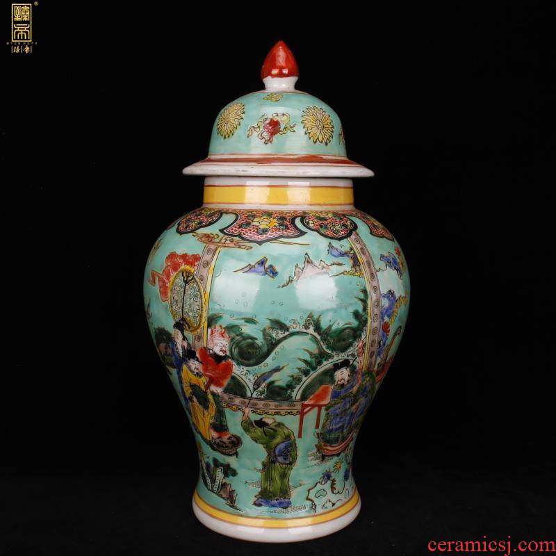 Jingdezhen imitation model of green space characters of the reign of emperor kangxi figure general tank antique reproduction antique Chinese style household decorative furnishing articles