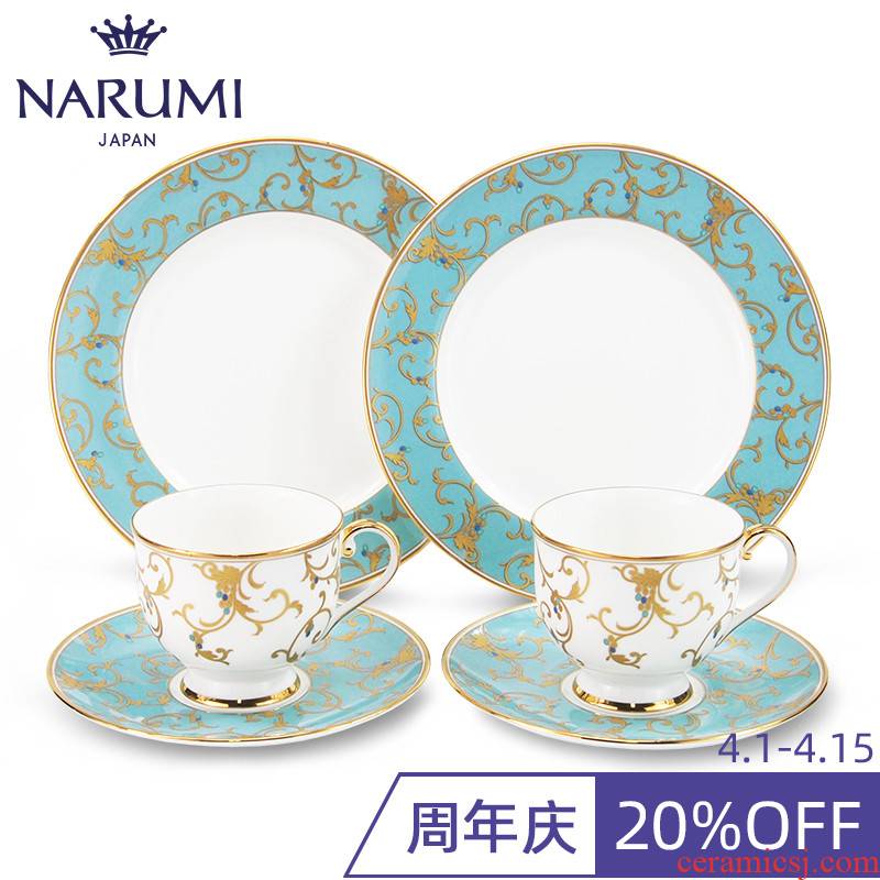 Japan NARUMI/sound Anatolia sea Blue double afternoon tea set ipads China 50939-20880