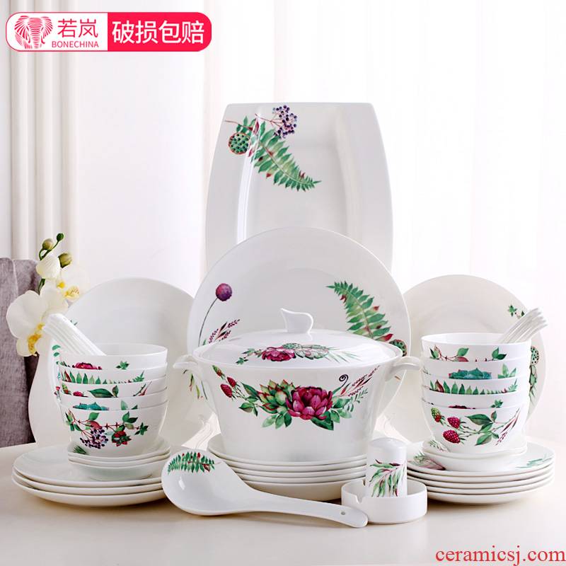 Tangshan ipads porcelain tableware suit contracted 56 bowl plate combination of household ceramic dishes suit creative gift box