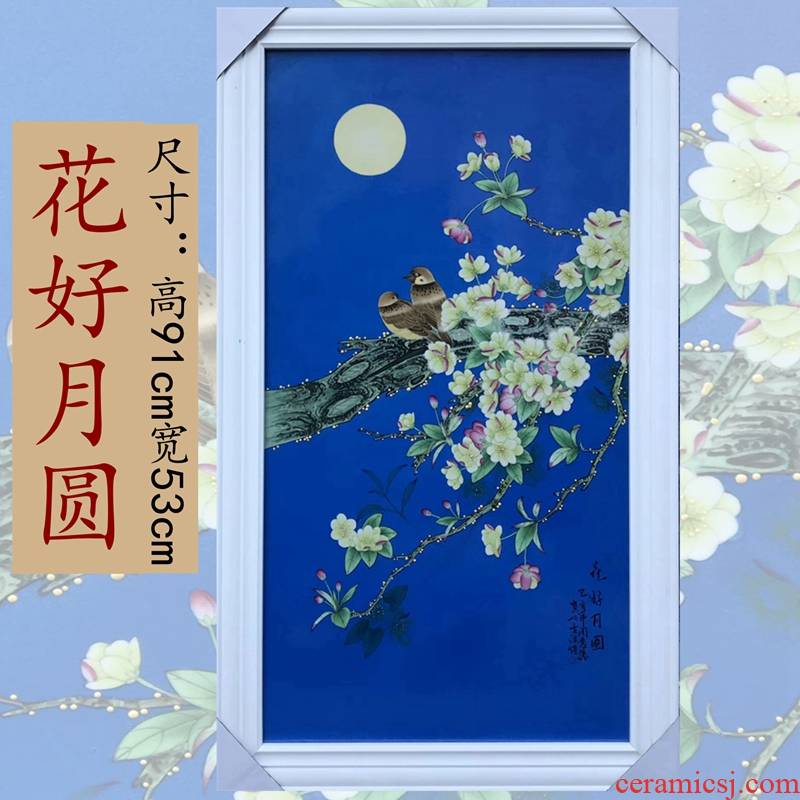 Jingdezhen painting masters hand - made flowers and porcelain plate painting classical Chinese style living room hangs a picture place wall decoration