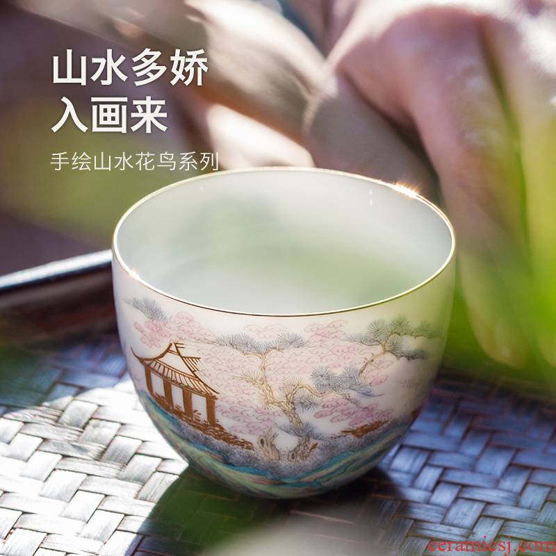 Made in pure manual master cup of jingdezhen ceramic household kung fu tea cup single hand - Made sample tea cup white porcelain cup