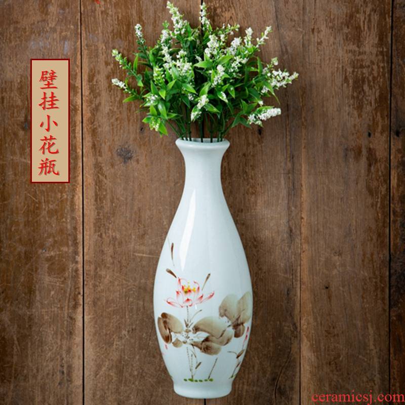 Jingdezhen hand - made vases freehand brushwork in traditional Chinese painting hanging modern home decoration furnishing articles ceramic vase lotus flower bottle
