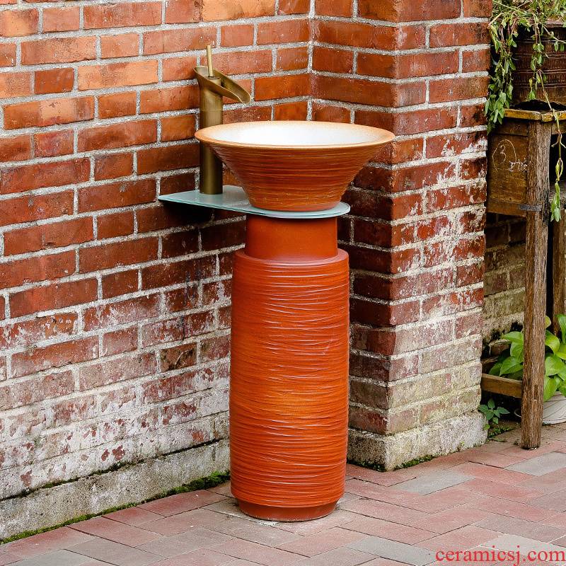 Pillar type washs a face basin floor hotel balcony is suing vertical column basin ceramic lavabo restoring ancient ways is a body art