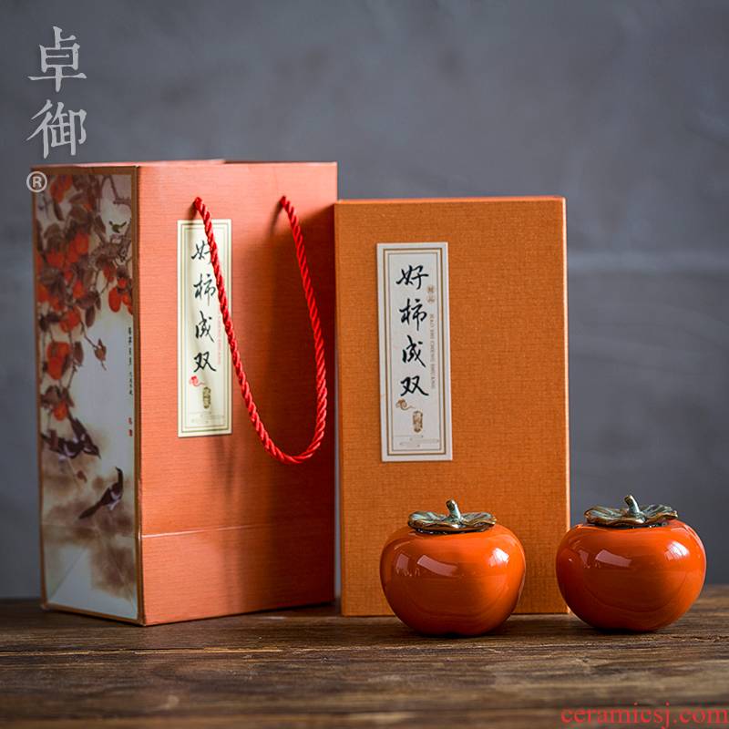 Zhuo royal persimmon tea pot seal pot mini warehouse wake receives ceramic checking out creative tea pet furnishing articles portable