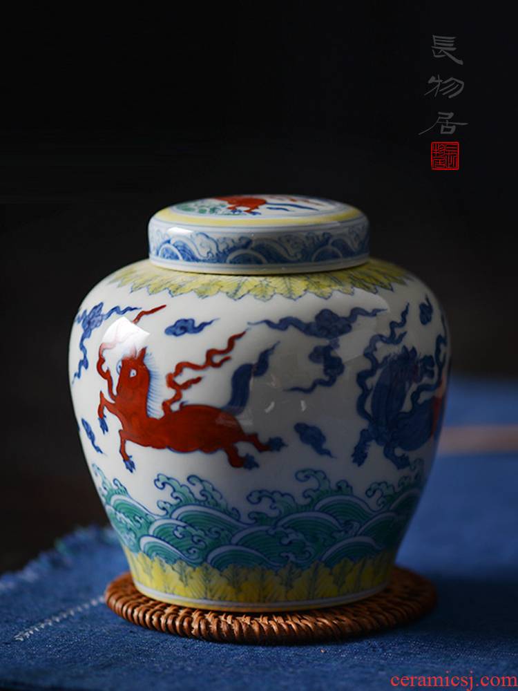 Offered home - cooked in imitation of chenghua day word can hand - made color bucket caddy fixings jingdezhen pure manual medium ceramic POTS of tea