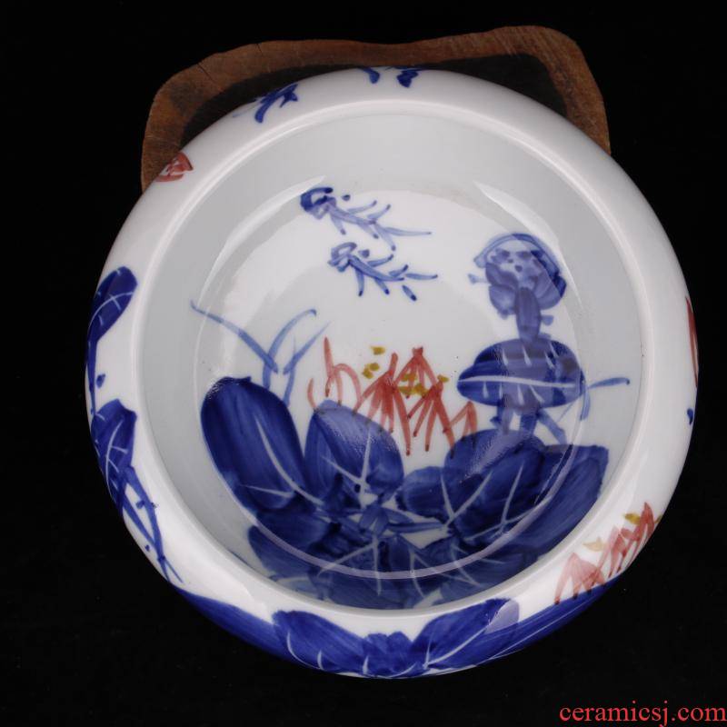 Jingdezhen blue and white porcelain tea wash water meng move ashtray four desk writing brush washer hydroponic ceramic flower pot